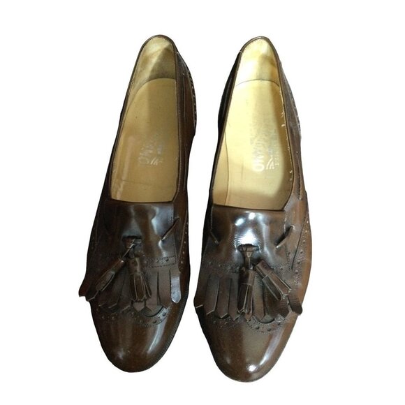 Salvatore Ferragamo Kittle Tassel Wingtip Leather Loafers Slip on Men Size 7.5 D main image 8